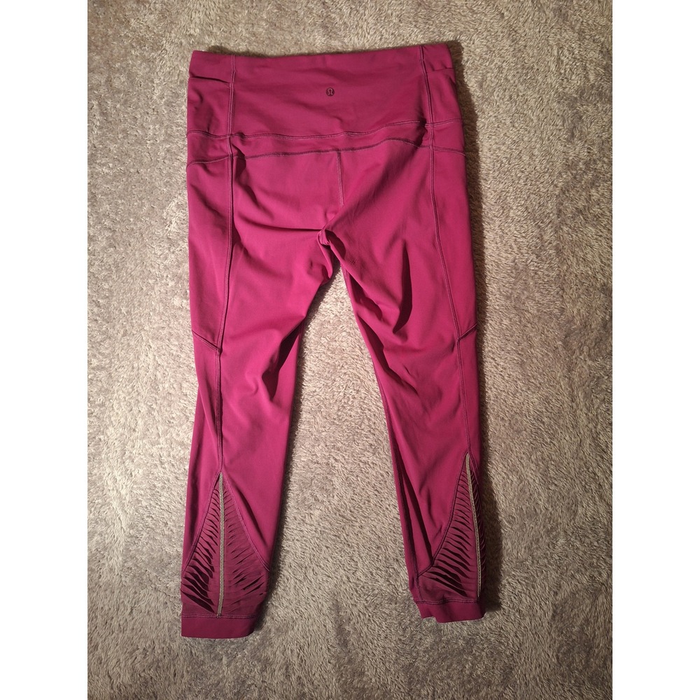 Lululemon Athletica Womens Purple Crop Leggings High Rise Side Pockets, Leggings - Picture 8 of 9